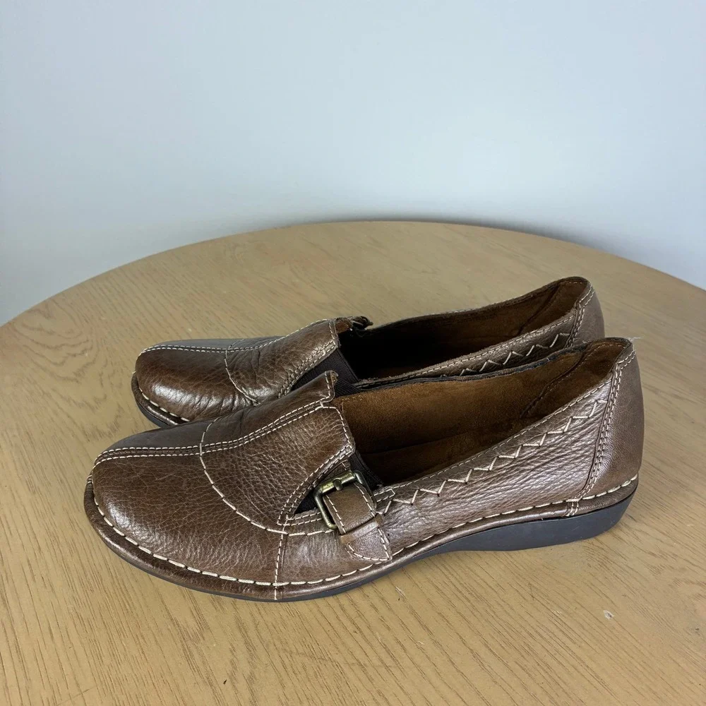 Naturalizer Rival Leather Flat Loafers Women's 6.5 Buckle Slip On Comfort Shoes